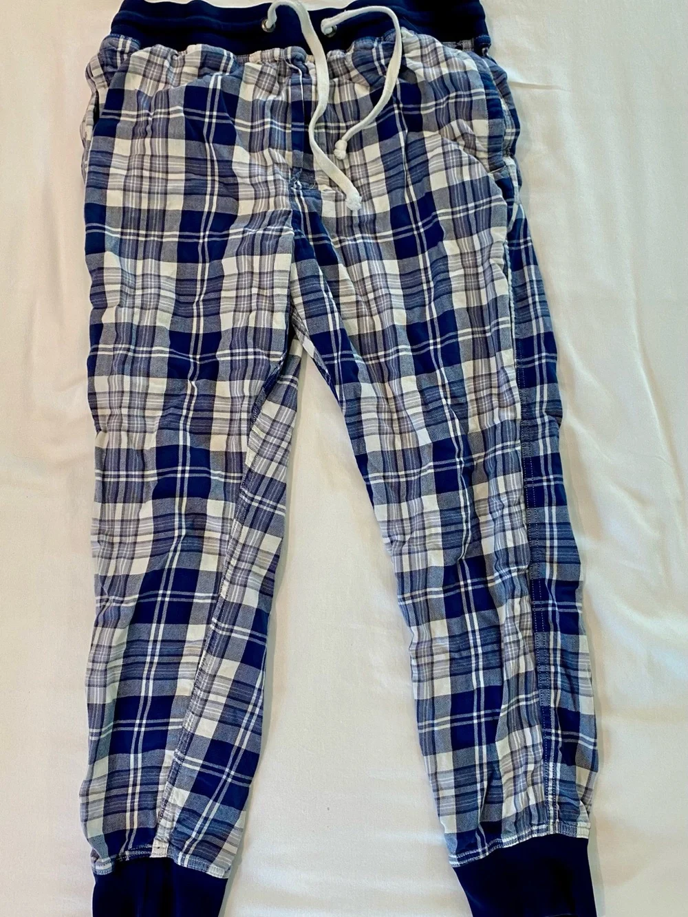 American Eagle Outfitters Blue and White Plaid Lounge Pants - Picture 1 of 3